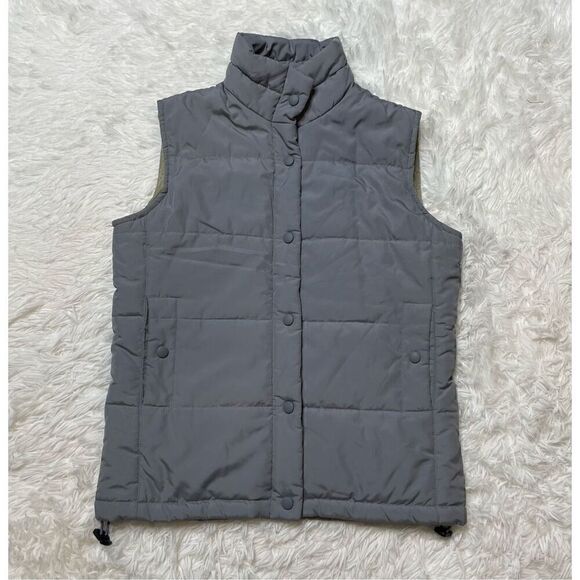 Club Monaco Puffer Vest Grey Snap Button Size Small Womens Pockets - Picture 1 of 8